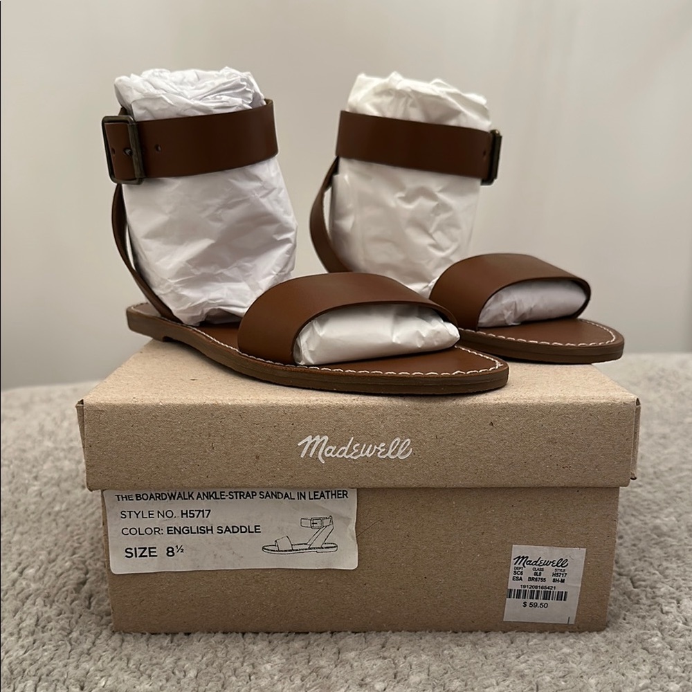 Madewell The Boardwalk Ankle-Strap Sandal 8.5, NWT